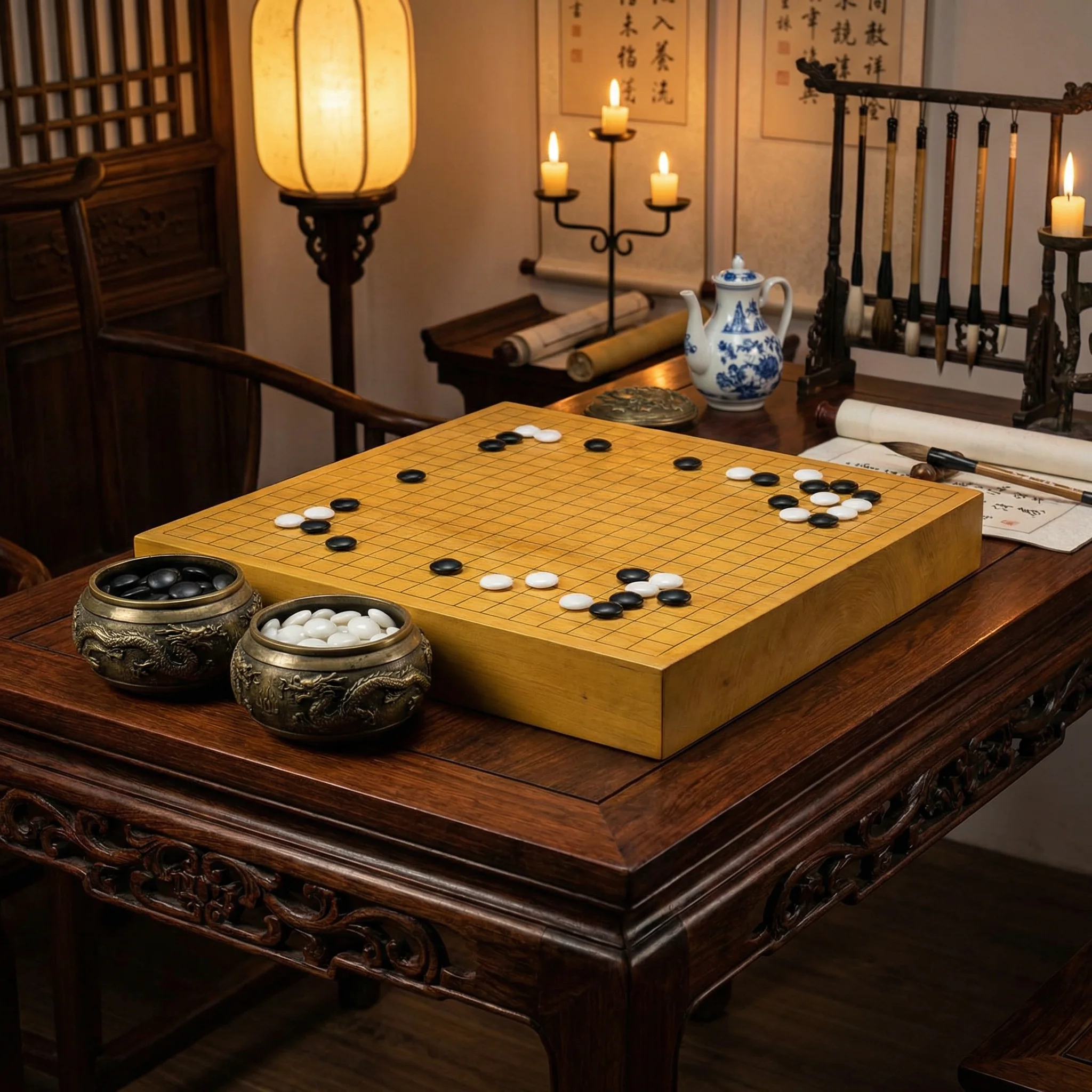 古代围棋棋盘与玉石棋子 - 天下棋牌 鉴赏